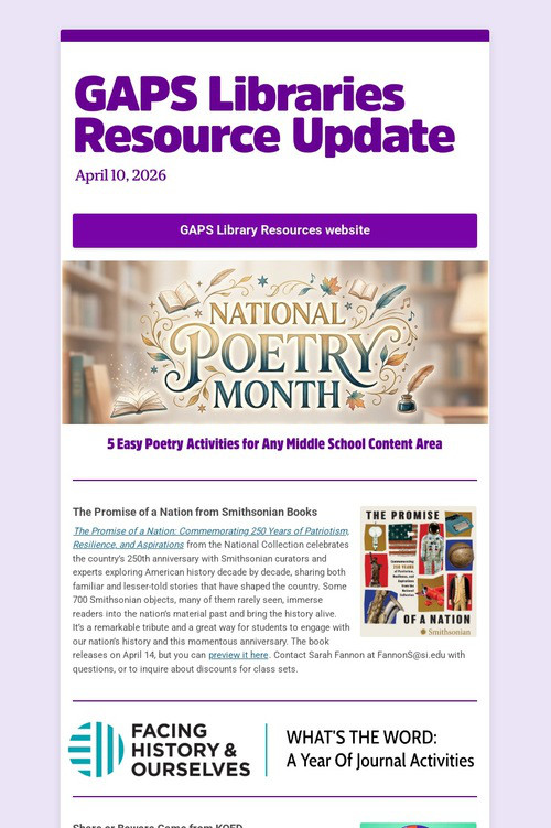 GAPS Libraries Resource Update
