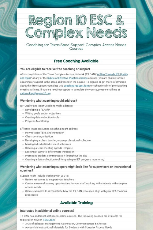 Region 10 ESC & Complex Needs