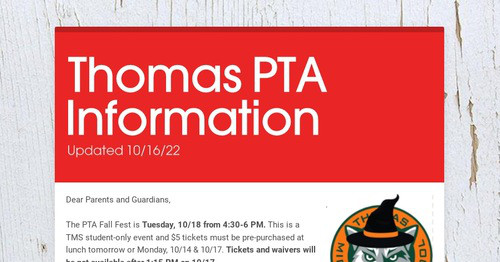 Thomas PTA Information