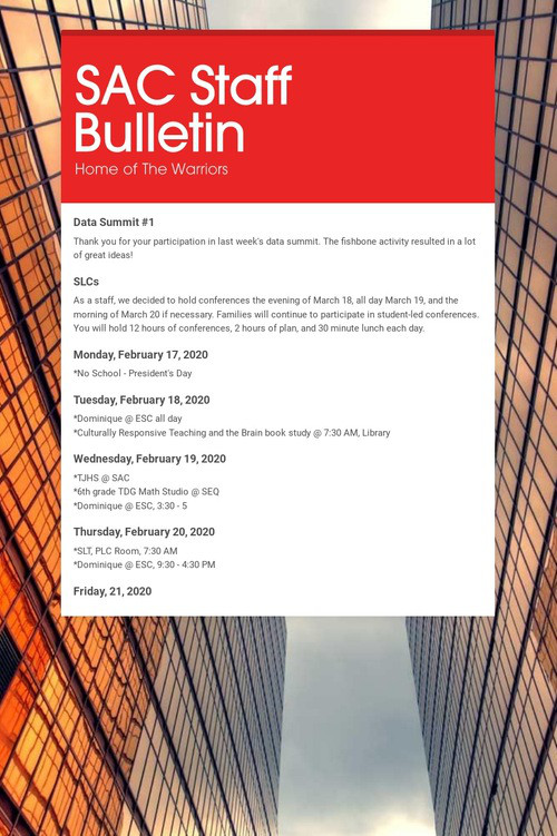 SAC Staff Bulletin