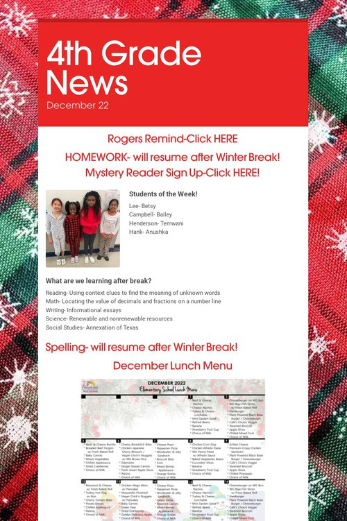 4th Grade News