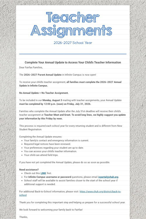 Teacher Assignments