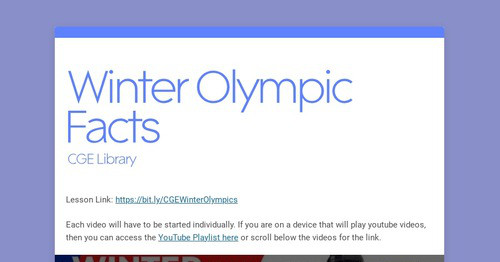 Winter Olympic Facts