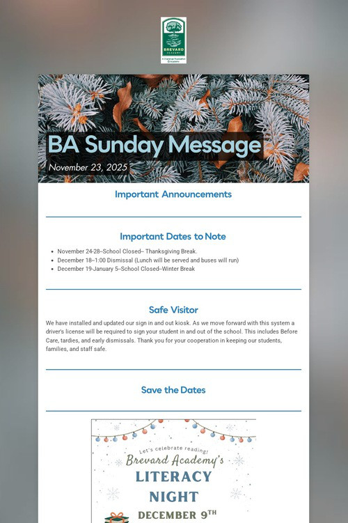 BA Sunday Message