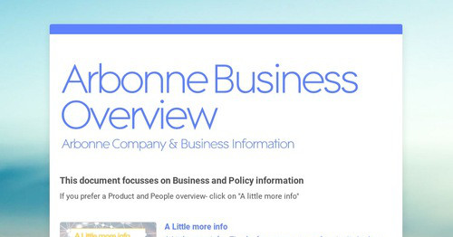 Arbonne Business Overview