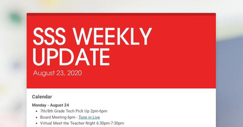 SSS WEEKLY UPDATE | Smore Newsletters