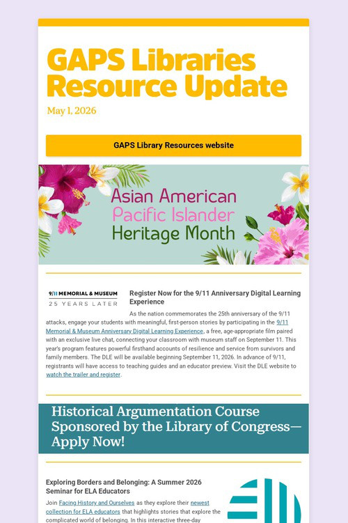 GAPS Libraries Resource Update