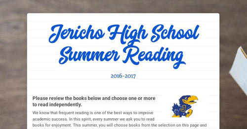 jericho high school summer assignments