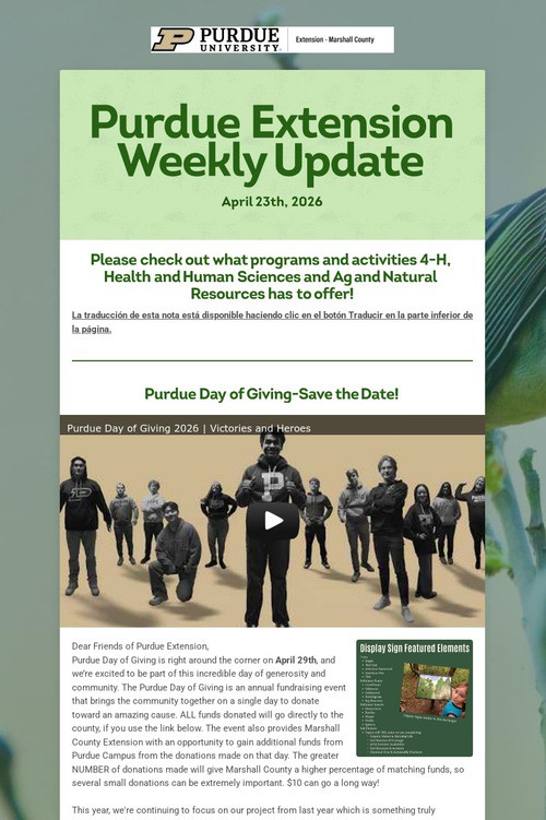 Purdue Extension Weekly Update