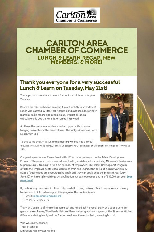 CARLTON AREA CHAMBER OF COMMERCE