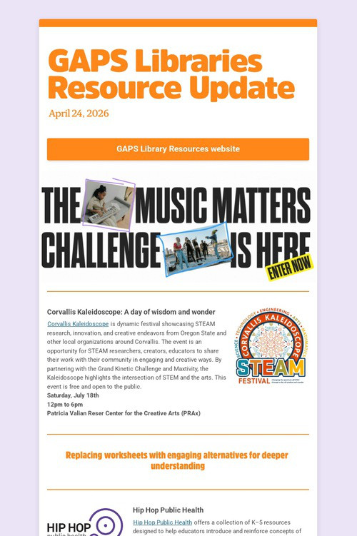 GAPS Libraries Resource Update
