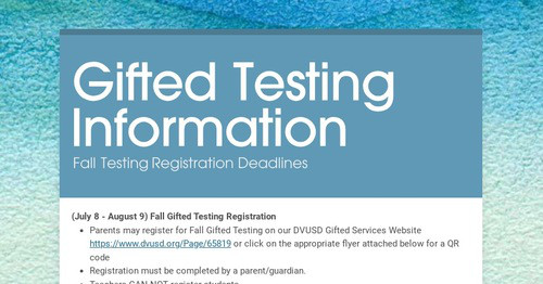 Gifted Testing Information