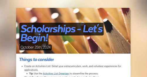 Scholarships - Let's Begin!