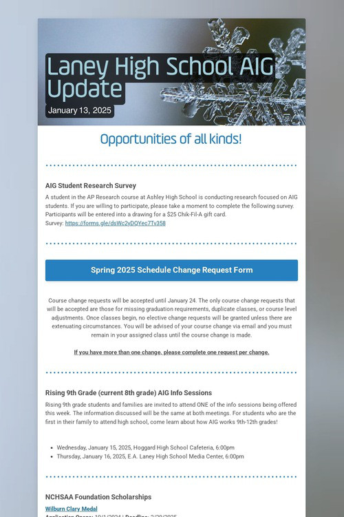 Laney High School AIG Update