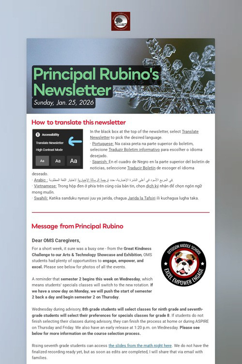 Principal Rubino's Newsletter