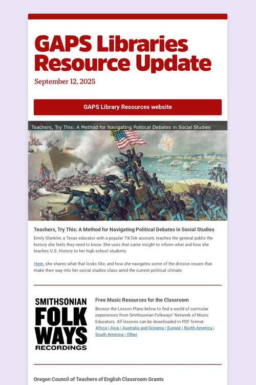 GAPS Libraries Resource Update