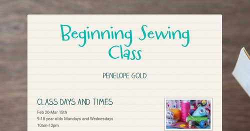 Beginning Sewing Class