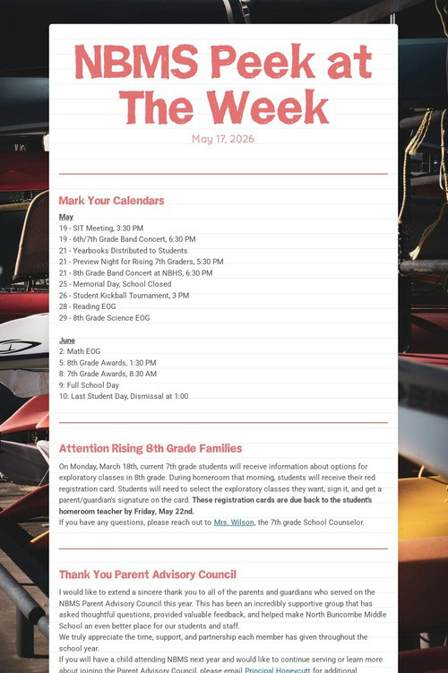 NBMS Peek at The Week