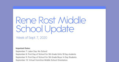 Rene Rost Middle School Update | Smore Newsletters for Education