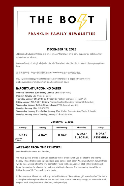 Weekly Family Newsletter
