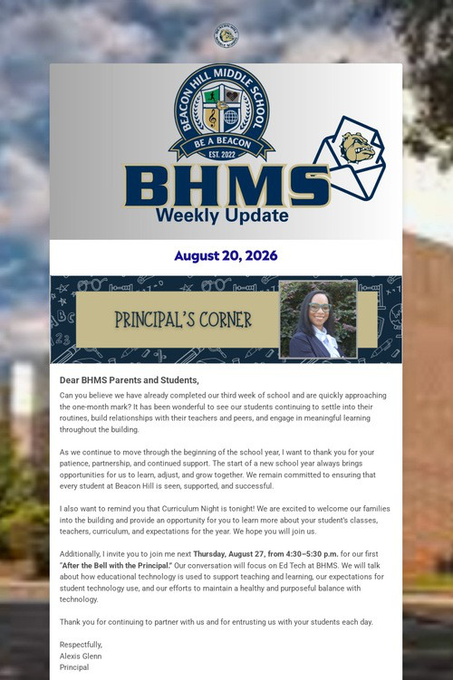 BHMS Weekly Update