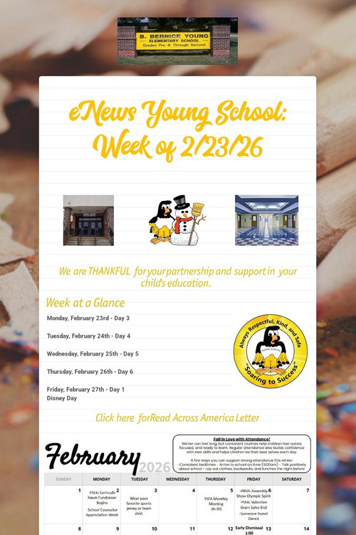 eNews Young School: Week of 2/23/26
