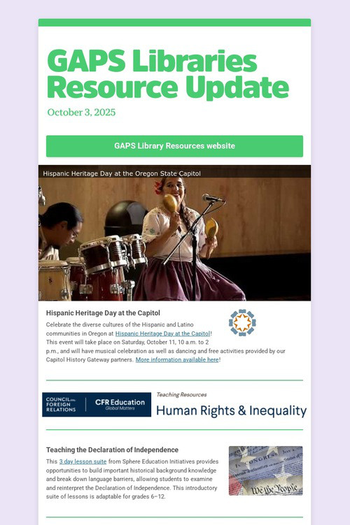 GAPS Libraries Resource Update
