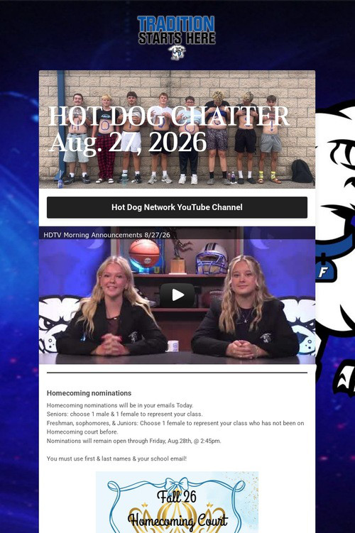 HOT DOG CHATTER Aug. 27, 2026