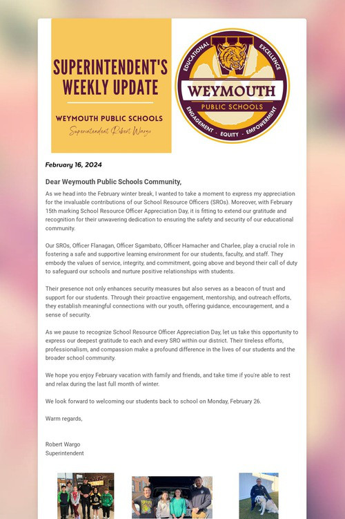 Superintendent's Weekly Update