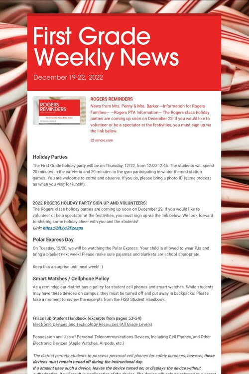 First Grade Weekly News