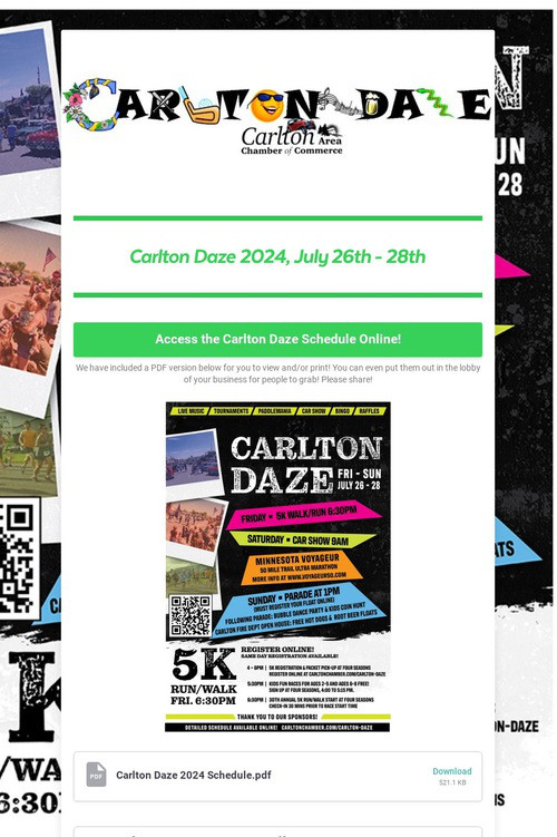 Carlton Daze 2024, July 26th - 28th
