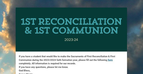 1st Reconciliation & 1st Communion