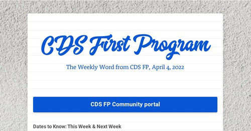 CDS First Program