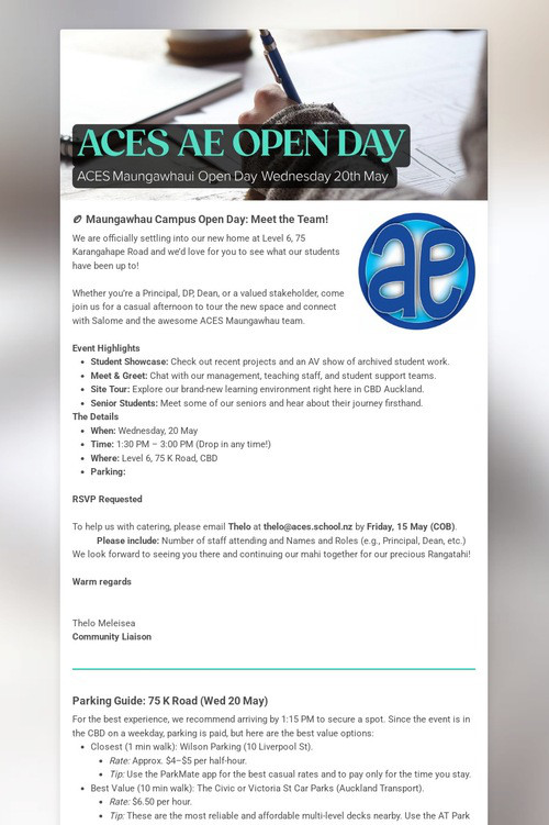 ACES AE OPEN DAY