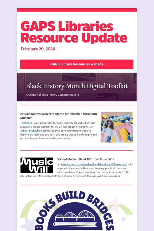 GAPS Libraries Resource Update