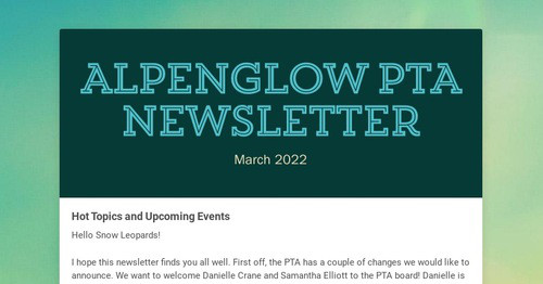 Alpenglow PTA Newsletter