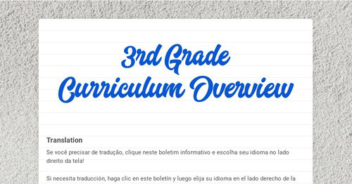 3rd Grade Curriculum Overview