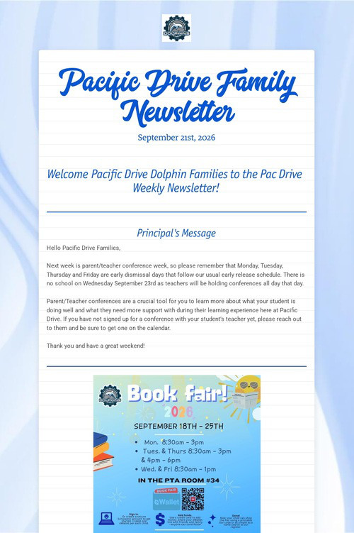 Pacific Drive Family Newsletter