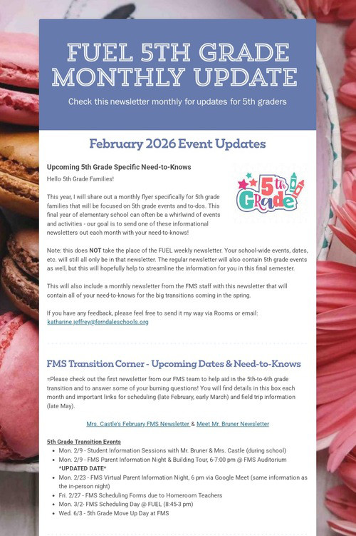 FUEL 5th Grade Monthly Update