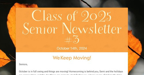 Class of 2025 Senior Newsletter #3