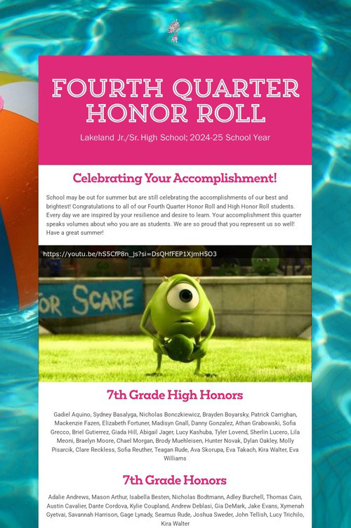 Fourth Quarter Honor Roll