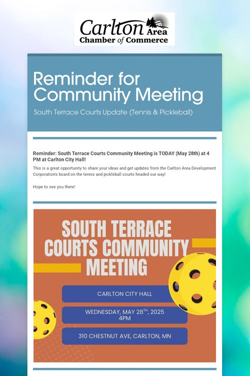 Reminder for Community Meeting
