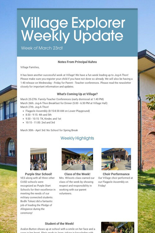 Village Explorer Weekly Update