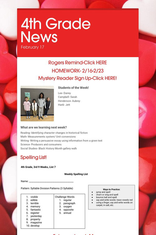 4th Grade News