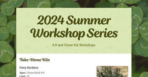 2024 Summer Workshop Series