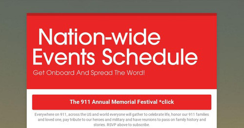 Nation-wide Events Schedule