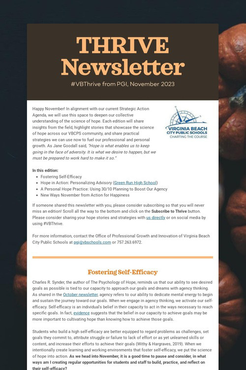 THRIVE Newsletter