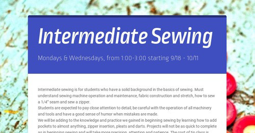 Intermediate Sewing