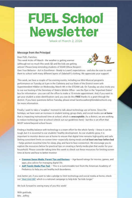 FUEL School Newsletter