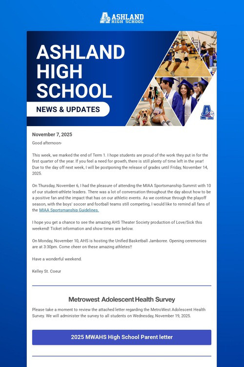 Ashland High School Weekly Update